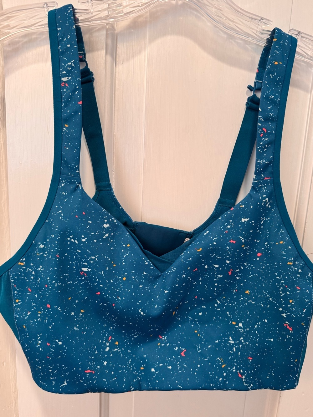Brooks Drive Convertible Run Bra 38C Lagoon Speckle Teal Blue Sports Bra